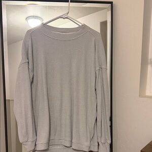 Aerie Oversized Gray Waffle Knit Long Sleeve XS